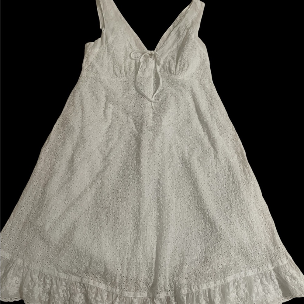 Johnny Was Elegant White Eyelet Lace Mini Dress by Johnny Was size medium